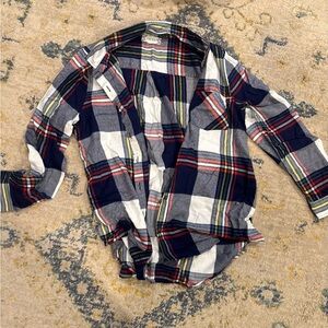 Pink Rose Navy and White Plaid Casual Shirt